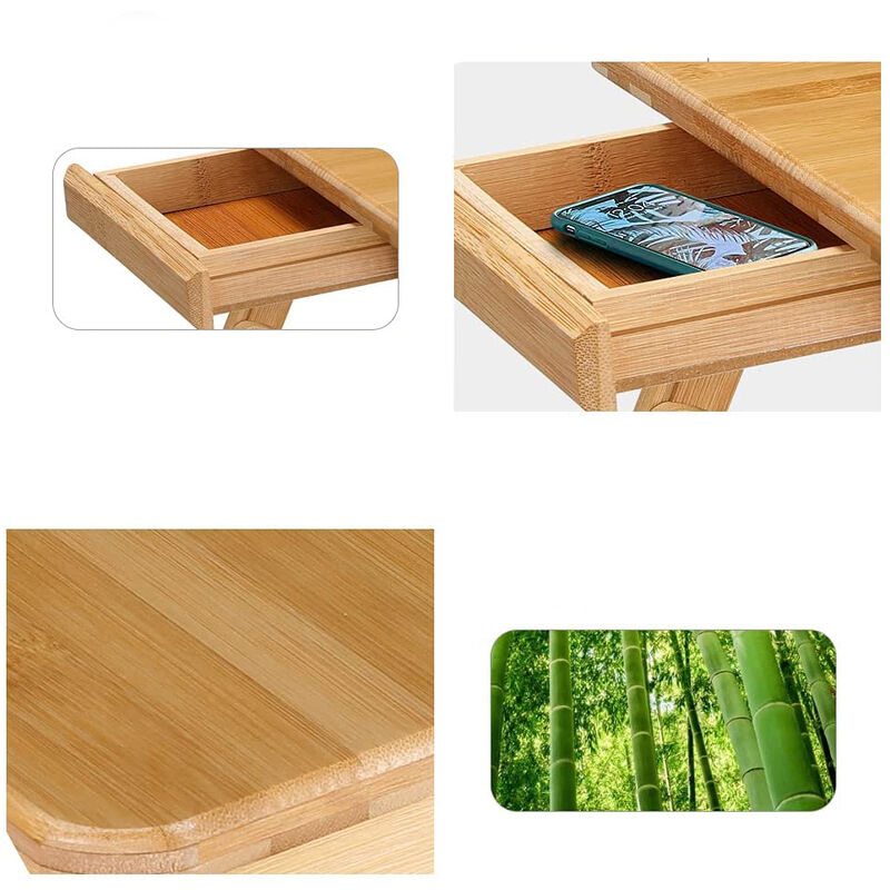 Plateau Réglable Pour Ordinateur Portable Sur Lit - Bambou | Avec Tiroir Et Ventilation