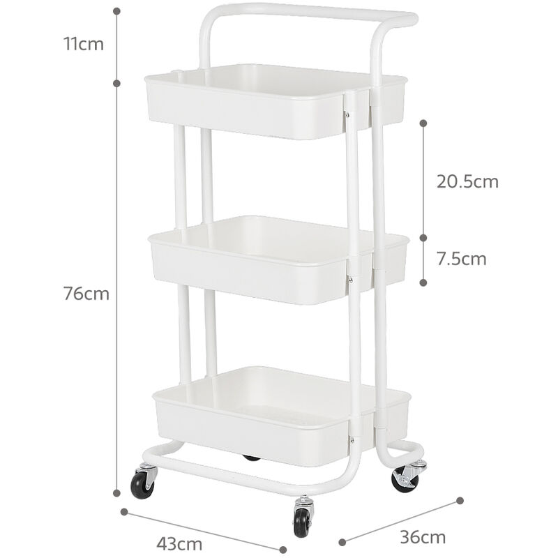 Chariot De Rangement Mobile 12 Tiroirs Avec Plateau Bois - Blanc, Idéal Bricolage, Bureau, Maison