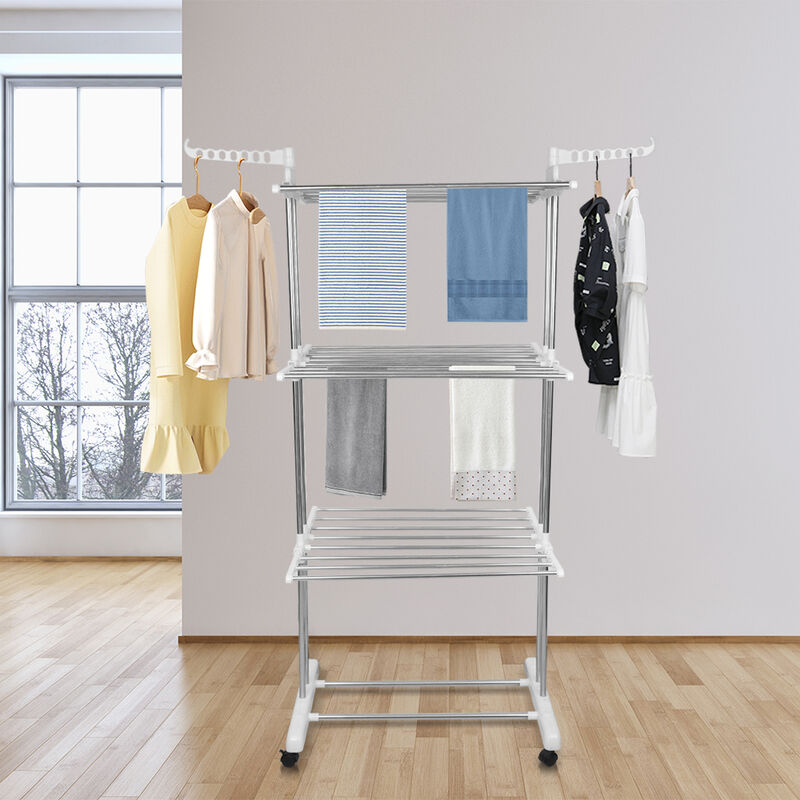 Étendoir à Linge Mural 3 Niveaux Kleeneze - Pour Porte, Peu Encombrant - 134 Cm, Réglable