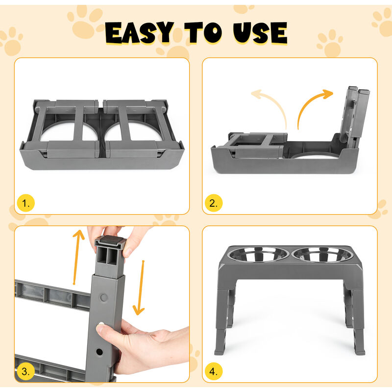 SNOUTEX Gamelle Chien Surelevee - Gamelle Pour Chien Surélevée En 5 Hauteurs Réglables, Gamelles Anti Eclaboussure De Toutes Tailles Et Tapis Impermeable. Pet Accessories