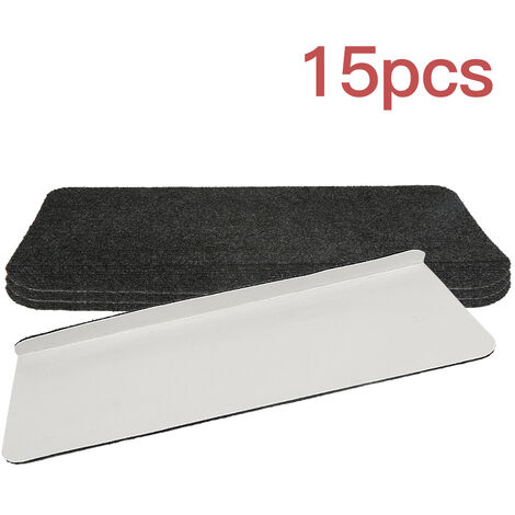 15Pcs Marches d'escalier, Tapis de sécurité antidérapants, Marches d'escalier auto-adhésives en tissu non tissé aiguilleté pour enfants, personnes âgées et animaux de compagnie, 65x25cm noir (1/5)