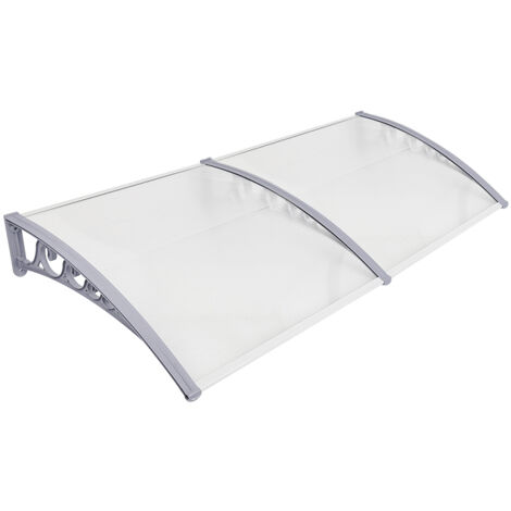 Auvents, auvent de porte, auvent de porte, auvent de porte d'entrée, auvent de porte, auvent de porte d'entrée, 100 x 300 cm, blanc et gris clair