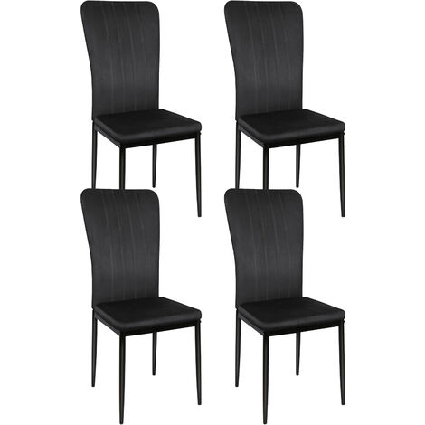 chaises de salle à manger en velours 4 pièces, chaises rembourrées avec pieds en métal, chaises de salon, chaises de cuisine, velours doux, pour salles à manger, salons, bureaux, chambres, noir (1/5)