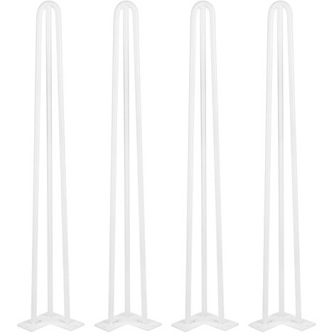 71 cm de haut Pieds de Table en Épingle à Cheveux avec 3 Tiges Robustes Pieds de Meubles Créer Table,Pieds de table Support de table Set 4 pcs, Blanc