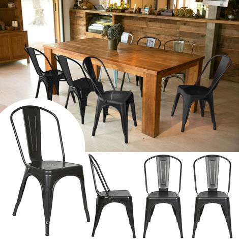 Haloyo Lot de 12 chaises en métal,Style Industriel Chaises de Cuisine,avec Dossier,85x45x45cm Noir (1/5)