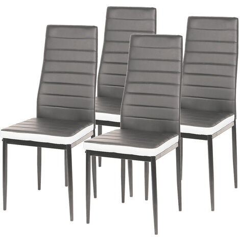 Lot de 4 Chaise Cuisine, Chaise de Salle à Manger romane,Dossier Haut de la Cuisine,PU,grises (1/5)