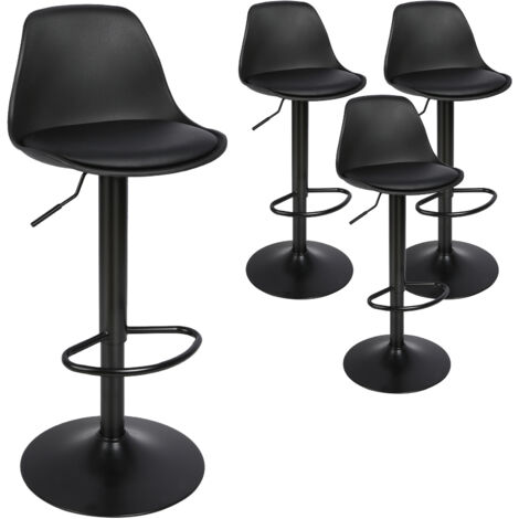 Haloyo Lot de 4 Tabourets de Bar en Cuir synthétique réglable en Hauteur,Noir (1/5)