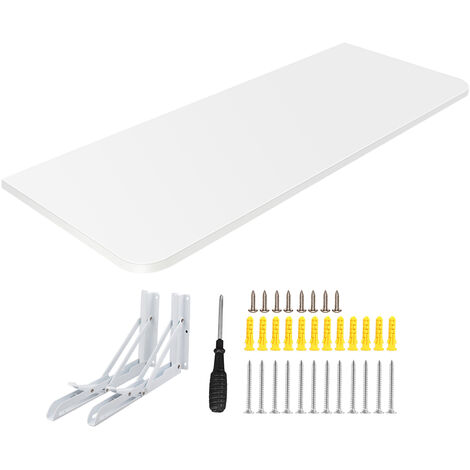 Haloyo Table Pliante Murale, Bureau D'Ordinateur Pliant En Bois Massif, Table Murale à Abattant ,60 x 30 x 1.6 cm,Blanc