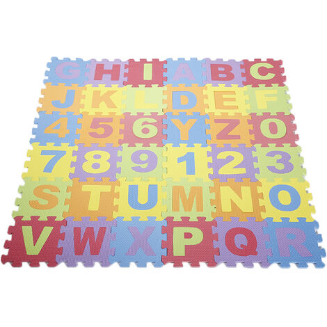 Tapis de Sol Puzzle en Mousse à 36 Pcs Tapis Mousse Multicolore avec  Alphabet et Chiffres 31,5 x 31,5 cm - Costway
