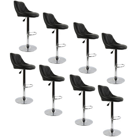 Haloyo Lot de 8 Tabourets de Bar,Réglage en Hauteur avec Dossier,Revêtement en PU, Rotatif à 360 Dégrées et repose-pieds,noir (1/5)