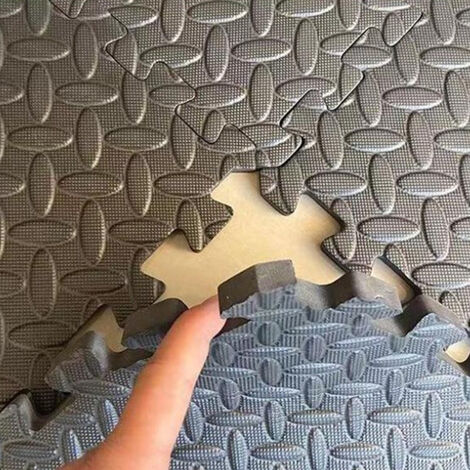 Tapis De Sol Puzzle EVA 18 Pièces + Bordures – Protection Fitness, Muscu, Garage, Sans BPA, 1,67 M², Noir