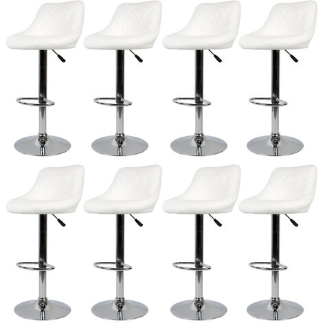 Haloyo Lot de 8 Tabourets de Bar,Réglage en Hauteur avec Dossier,Revêtement en PU, Rotatif à 360 Dégrées et repose-pieds,blanc (1/5)