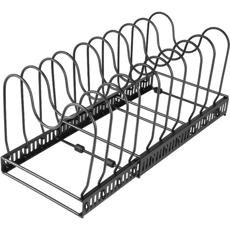 Haloyo Porte Couvercle de Pot et Ne rouille pas, Porte-Casseroles Ajustable,avec 10 Compartiments Réglables,noir (1/5)