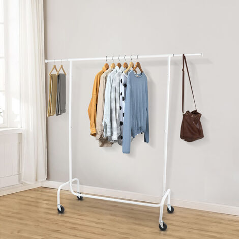 Portant à Vêtements Avec Roulettes - 60 Cm De Large - Acier Carbone - Blanc Ou Noir - Pour Chambre, Salon, Bureau - Rangement Mobile - 3