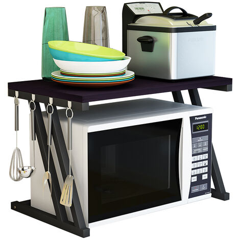 Etagère de cuisine 2 Niveau,Etagère Rangement Organisateur de Cuisine à 2 Niveaux,Support de Four à Micro-Ondes,57 x 38 x 38 cm,Noir