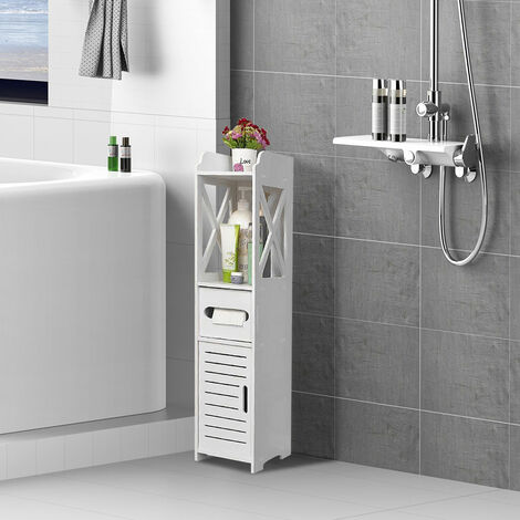 JEOBEST Colonne de Rangement à 3 Niveaux, Chariot Armoire de Salle de Bain sur roulettes, Capacité de charge 20kg - Maison