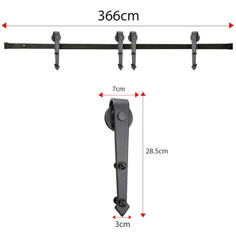 305cm Kit de Quincaillerie Porte Coulissante Kit Rail Porte de Grange  Double Porte Suspendue pour Chambre Garage