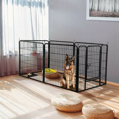 Haloyo – Enclos pour chiots en métal avec porte – Dimensions 80 x 60 cm – Antirouille et résistant aux intempéries – Assemblage facile et sécurisé (1/5)