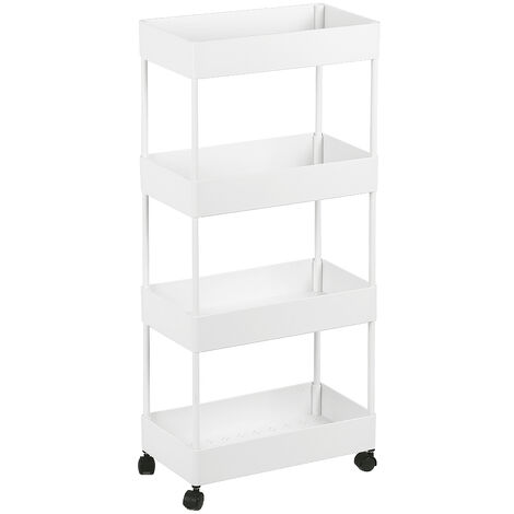 4 Niveaux Chariot de Service,Rangement Cuisine, 40 x 22 x 90 cm, Blanc (1/5)