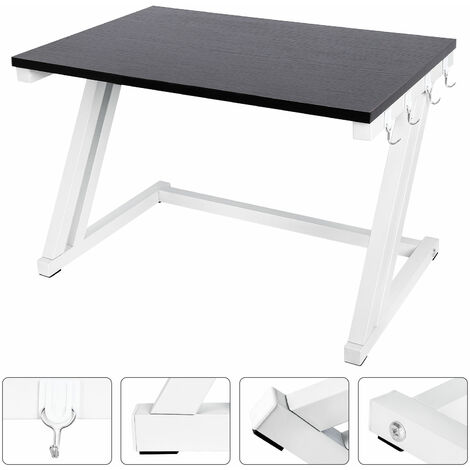 Haloyo Étagère extensible à 2 Niveaux pour four à Micro ondes avec 4 Crochets,Etagère à Micro-Ondes,Support Tablette Micro Onde,57 x 38 x 38cm,couleur blanc + noir
