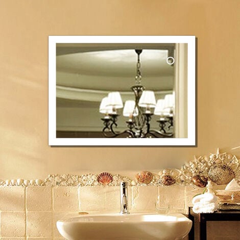 SIRHONA Anti-buée Miroir de salle de bain 900 x 700 x 35mm Bande led  réglable
