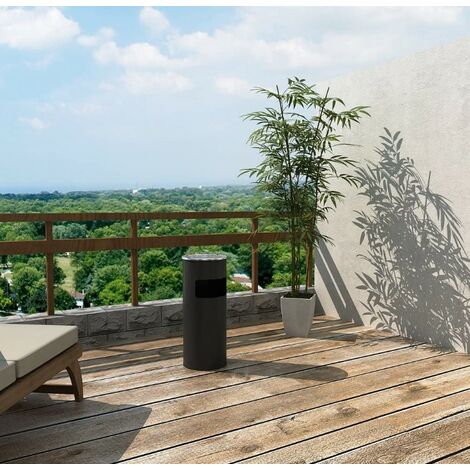 Ensemble de 2 Poubelle sur pied en acier inoxydable de qualité supérieure pour restaurant Haloyo®, jardin,extérieur et intérieur,25 x 25 x 60 cm,noir (1/5)