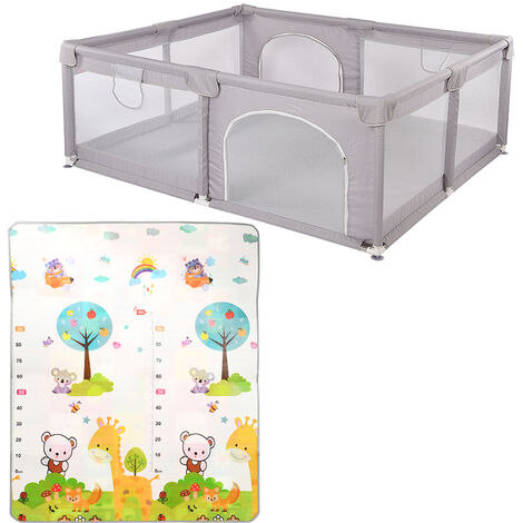 Petit Parc Bebe avec Barrières Haloyo®,1.5 x 1.8 m,gris