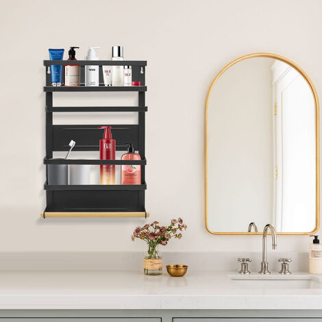 Étagère Magnétique Forte - Organisateur Pour Frigo, Cuisine Et Salle De Bain, Gain De Place, Facile à Installer, Noir