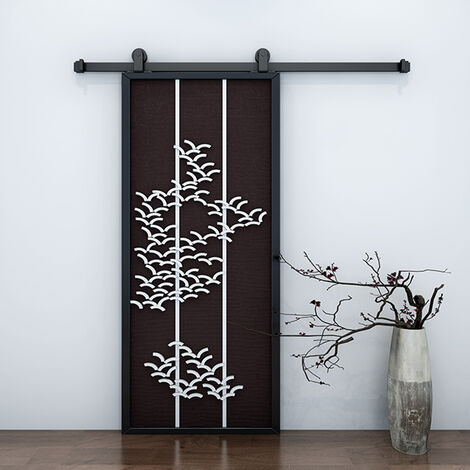 Ferrure de porte coulissante Système de porte coulissante Verre coulissant / porte en bois 183CM - Noir
