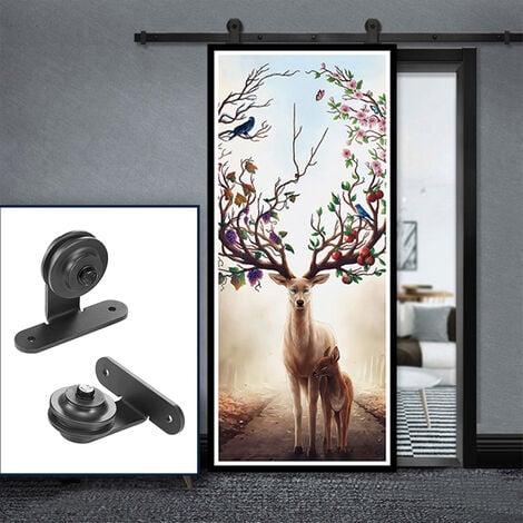 Ferrure de porte coulissante Système de porte coulissante Verre coulissant / porte en bois 183CM - Noir