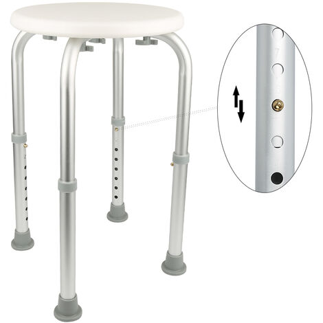 Chaise de bain ronde en alliage d'aluminium blanc pour femmes enceintes agees (8 niveaux reglables 36-54 cm / portant 136 kg ) (1/5)