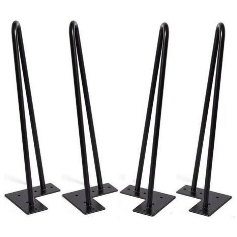 Pieds de table en épingles à cheveux 30 cm – Acier noir – Set de 4 pieds – Capacité 150 kg – Fixation rapide pour projets déco – Dyhf