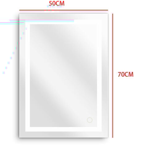 Miroir de salle de bain avec éclairage LED Miroir lumineux à LED avec interrupteur d'éclairage pour salle de bain 5070cm