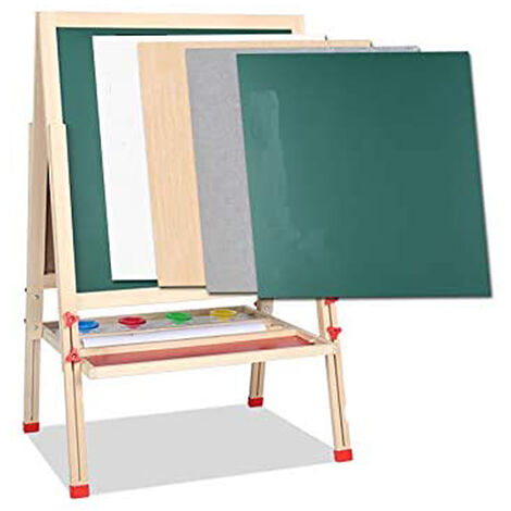 Chevalet Tout-en-Un en Bois,Tableau à Dessin Double,Haloyo®,Ajustable en Hauteur,57 x 55 x 148cm,Couleur du bois (1/5)