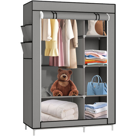 Penderie Portable avec Barre de Suspension,Haloyo®,105 x 45 x 170 cm,gris foncé (1/5)