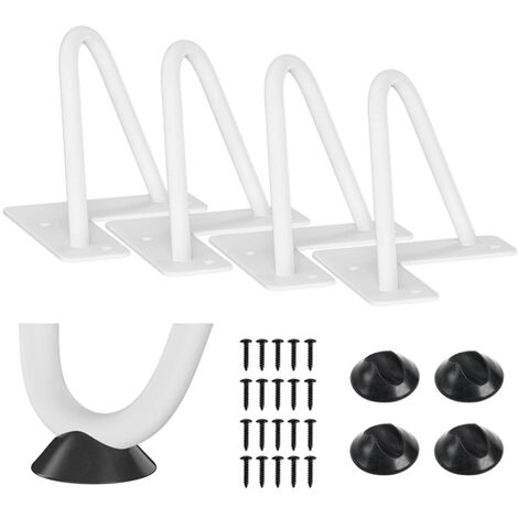 41cm 20cm Pieds Epingle DIY Pied de Table Basse avec 2 Tiges Robustes Haloyo®, 4pcs,Blanc