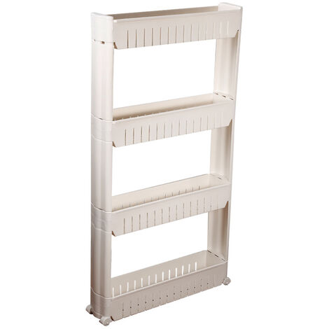 Chariot de Rangement à roulettes Étroit à 4 Niveaux,Haloyo®,pour Salle de Bains,Chambre,Cuisine,Buanderie,54.5 x 12.5 x 102 cm,blanc