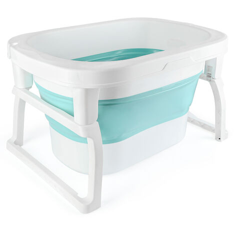 Haloyo® Baignoire BéBé Pliable pour Tout-petits avec Coussin, pour BéBé Nouveau-né Enfants,72 x 51 x 42 cm,bleu