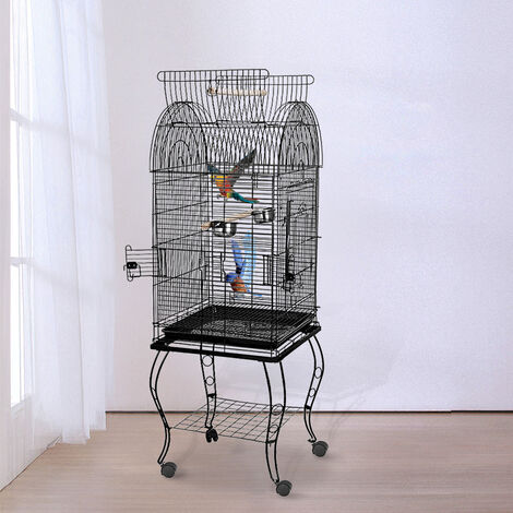 Figurine Vitrail Fille Cage à Canari Oiseau - Déco Verre Coloré - Artisanat