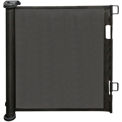 Barriere Chien Opération à Une Main,Haloyo®,Barrière de Sécurité Rétractable pour Bébés,pour Escaliers, Couloirs, Cuisine,Intérieur et Extérieur,86 x 150 cm,noir (1/5)