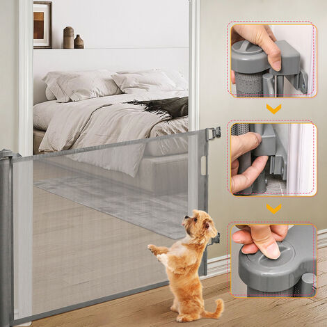 Barrière De Sécurité Enfant Et Chien Rétractable 110x72 Cm - Sans Percer - Pour Escaliers, Portes - Installation Facile