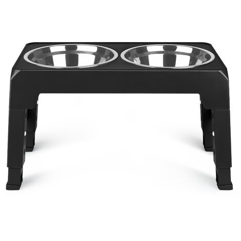 Gamelle Chien Surelevee,Gamelle surélevée pour Chiens,Haloyo®,4 Hauteurs RéGlables,Porte-Gamelles,pour Petits Chien Chat de Compagnie,Moyens,44 x 24 x 8cm,noir