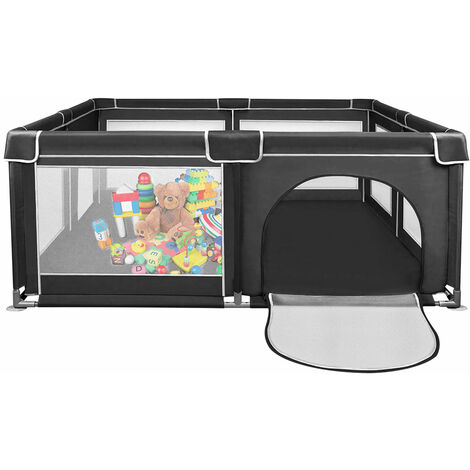 Parc Bebe,Parc de sécurité,Playpen for Baby en Tissu,Haloyo®,Parc Amovible Bébé pour Appartement,centre d'activités pour enfants,180 x 150 x 66cm,noir