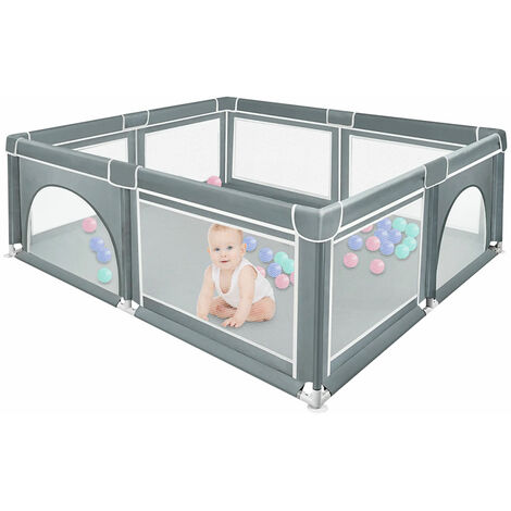 Parc pour bébé,Parc Bebe Pliable,Haloyo®,Parc Pour Bebe Pour L'intérieur Et L'extérieur,sac de transport,Avec filet respirant,180 x 150 x 66cm,gris foncé