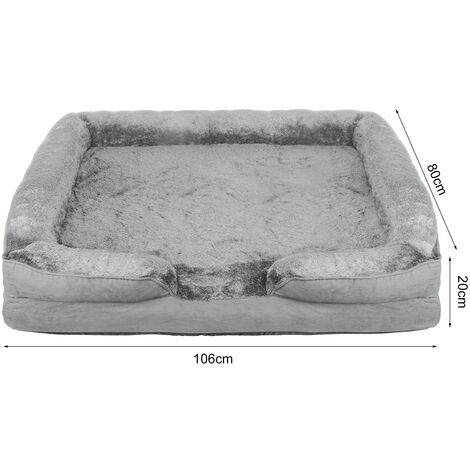 Panier Chien Grande Taille,Haloyo®,Canapé Chien Orthopedique et Dehoussable,Lit pour Chien,Lit Lavable Pelucheux,106 x 80 x 20cm,noir