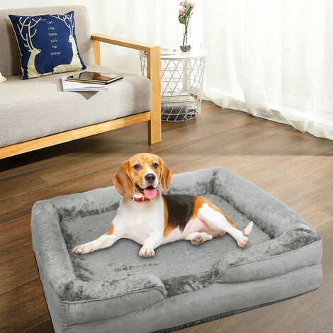 Panier Chien Grande Taille,Haloyo®,Canapé Chien Orthopedique et Dehoussable,Lit pour Chien,Lit Lavable Pelucheux,106 x 80 x 20cm,noir