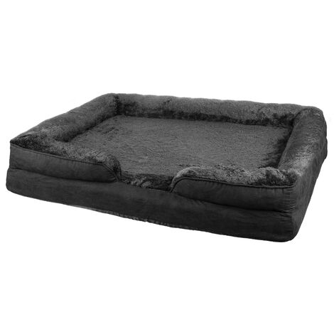 Panier Chien Grande Taille,Haloyo®,Canapé Chien Orthopedique et Dehoussable,Lit pour Chien,Lit Lavable Pelucheux,106 x 80 x 20cm,noir