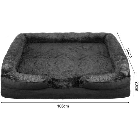 Panier Chien Grande Taille,Haloyo®,Canapé Chien Orthopedique et Dehoussable,Lit pour Chien,Lit Lavable Pelucheux,106 x 80 x 20cm,noir