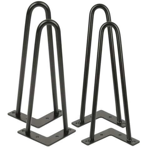 Yongqing – Pieds de table en épingles à cheveux 30 cm – Lot de 4 – Noir – Capacité de charge 120 kg – Fixation par plaque 110x110mm