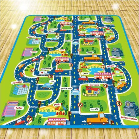 Tapis de jeu rectangulaire 1,3 × 1,6 m – Matériau vert non toxique – Imperméable et lavable – Pour espace éducatif enfants – Dazhom